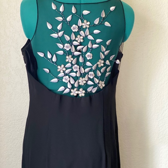 SOLDBlack Vintage Lace Mesh Floral Gown XL - Picture 7 of 8